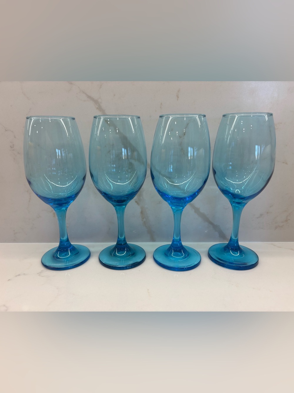 Set of 4 Vintage Cristar Sky Blue Rioja Wine Water Glasses Goblets